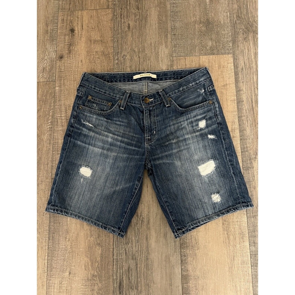 Big Star Womens Midi Jean Shorts Size 28 Blue Mid Rise Stretch